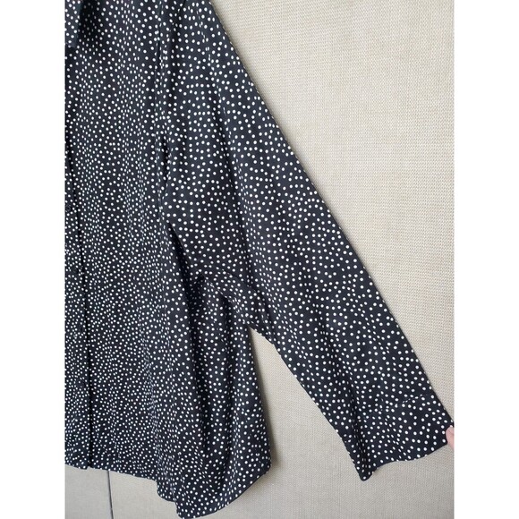 Chaps No Iron 100% Cotton Black Polka Dot Long Sleeve Button-Up Shirt Size 3X - Picture 2 of 7
